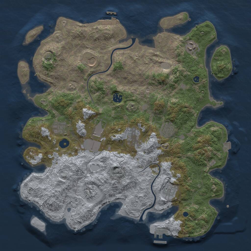 Rust Map: Procedural Map, Size: 3950, Seed: 172870767, 15 Monuments