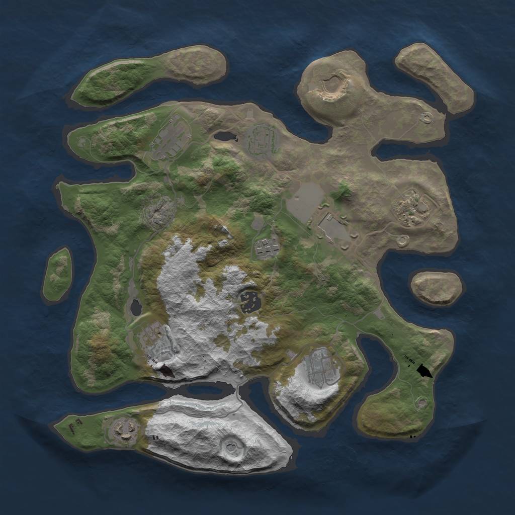 Rust Map: Barren, Size: 3500, Seed: 1052488571, 13 Monuments