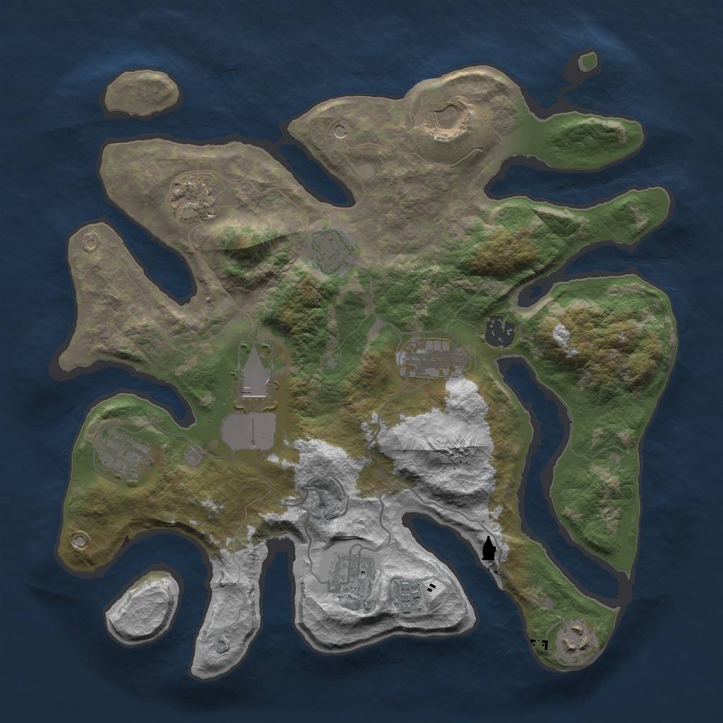 Rust Map: Barren, Size: 3500, Seed: 941383516, 13 Monuments