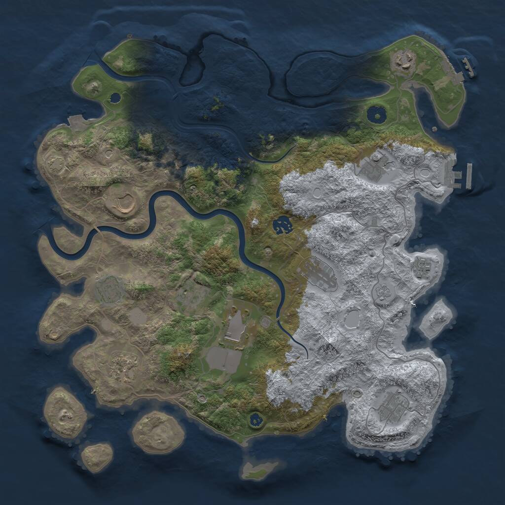 Rust Map: Procedural Map, Size: 3950, Seed: 871221905, 17 Monuments