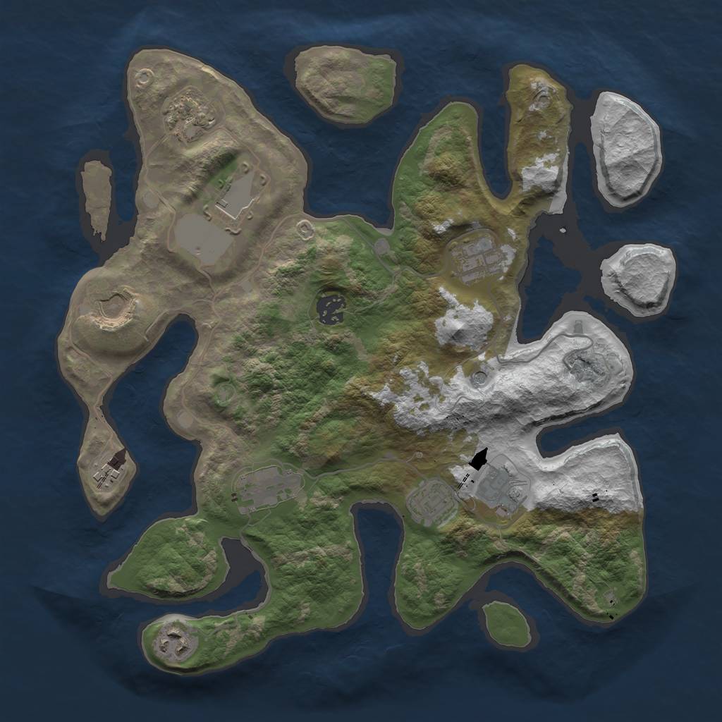 Rust Map: Barren, Size: 3500, Seed: 1825995994, 13 Monuments