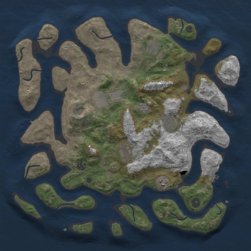 Rust Map: Procedural Map, Size: 4000, Seed: 362, 16 Monuments