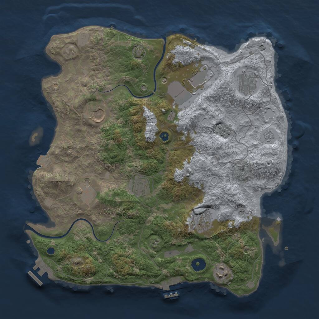 Rust Map: Procedural Map, Size: 3500, Seed: 1035912990, 14 Monuments