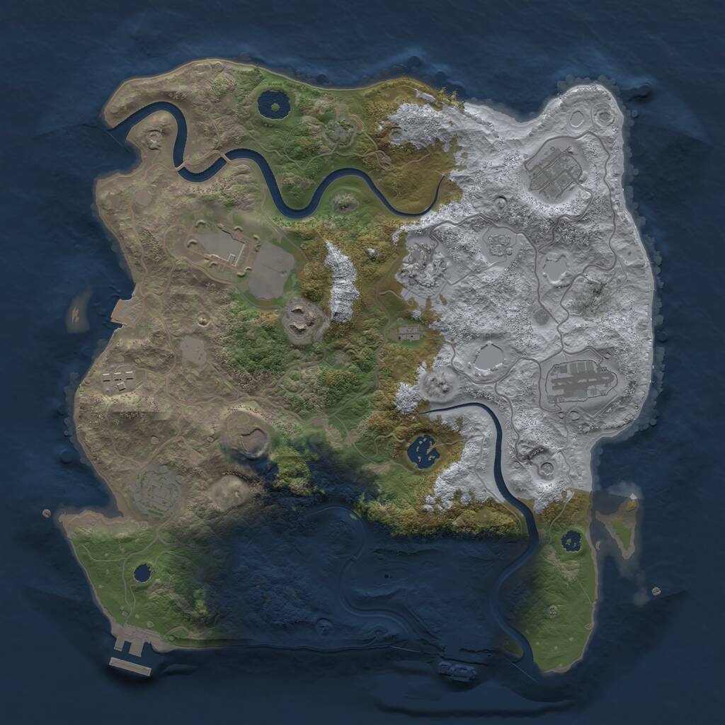 Rust Map: Procedural Map, Size: 3500, Seed: 1035912990, 15 Monuments