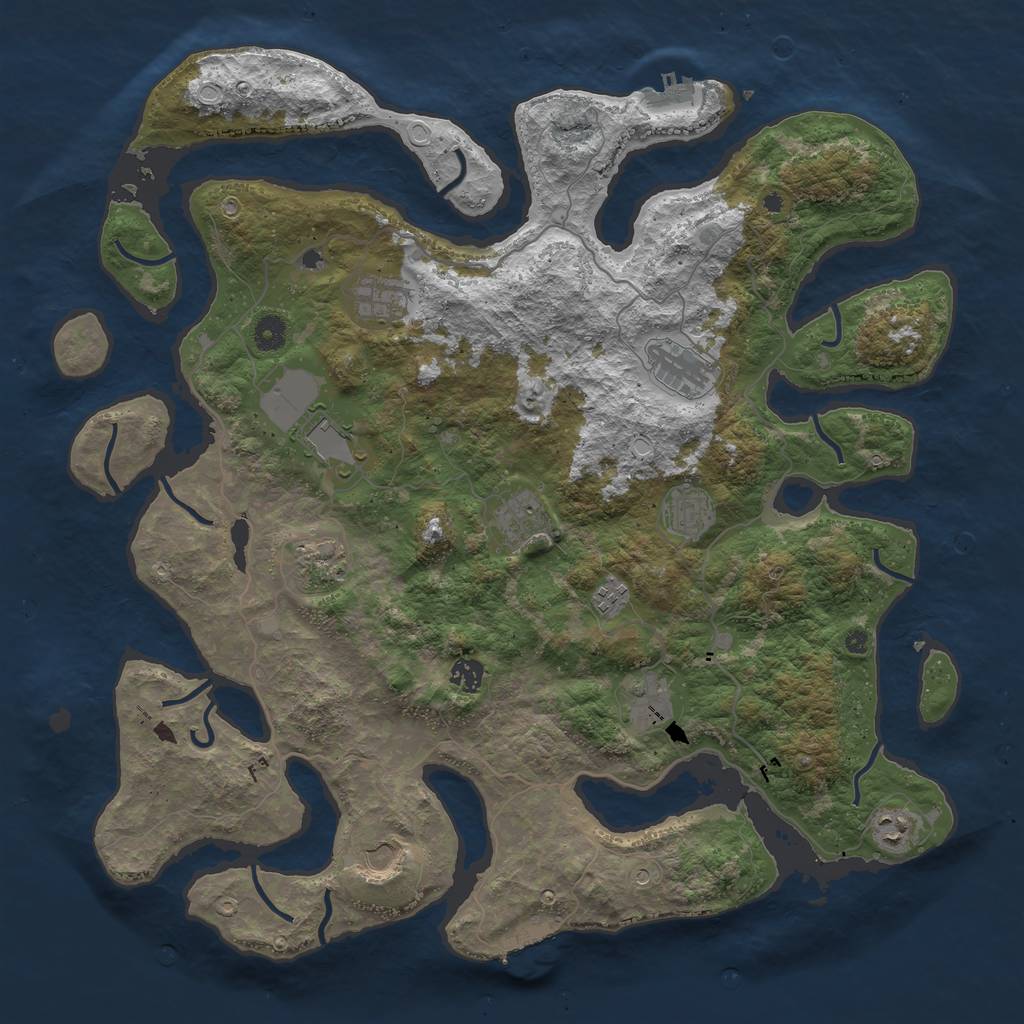 Rust Map: Procedural Map, Size: 4500, Seed: 54242681, 19 Monuments