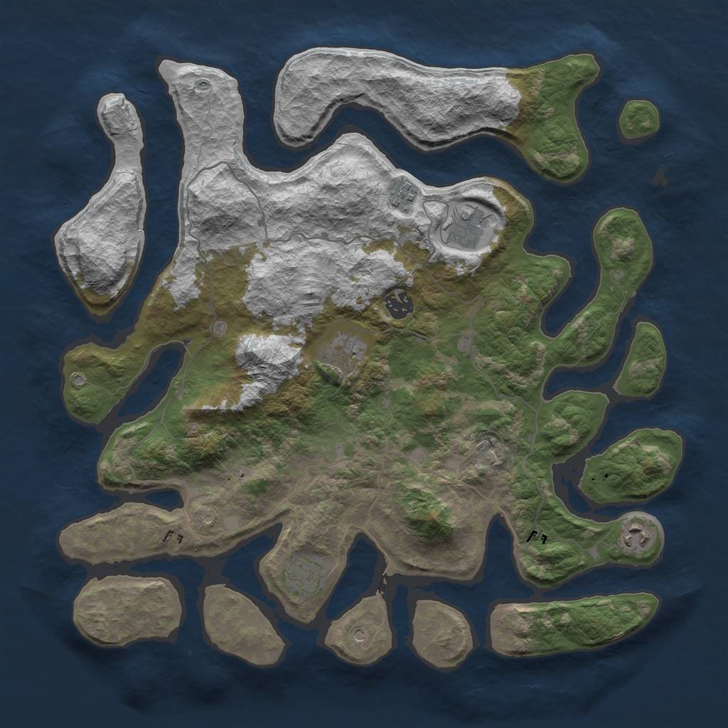 Rust Map: Barren, Size: 4000, Seed: 150901, 9 Monuments