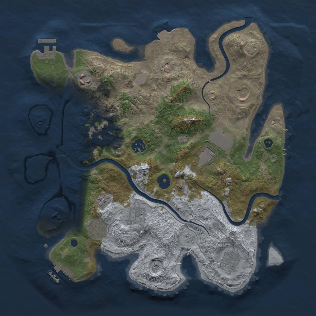 Rust Map: Procedural Map, Size: 3500, Seed: 625353, 15 Monuments