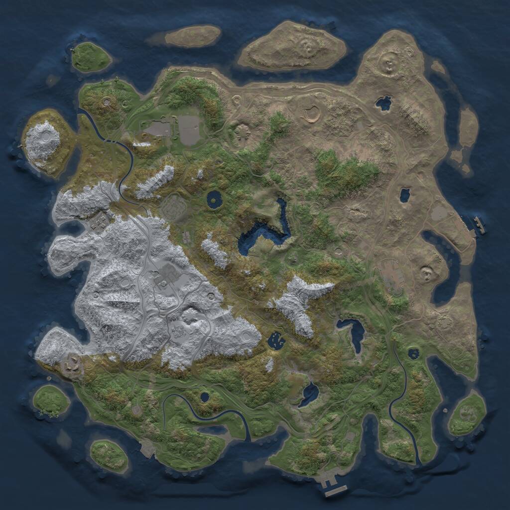 Rust Map: Procedural Map, Size: 4500, Seed: 1961107953, 14 Monuments