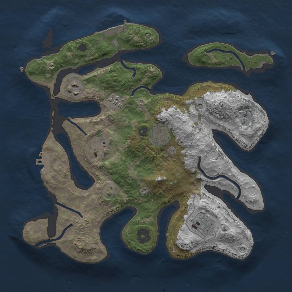 Rust Map: Procedural Map, Size: 3000, Seed: 378696079, 13 Monuments