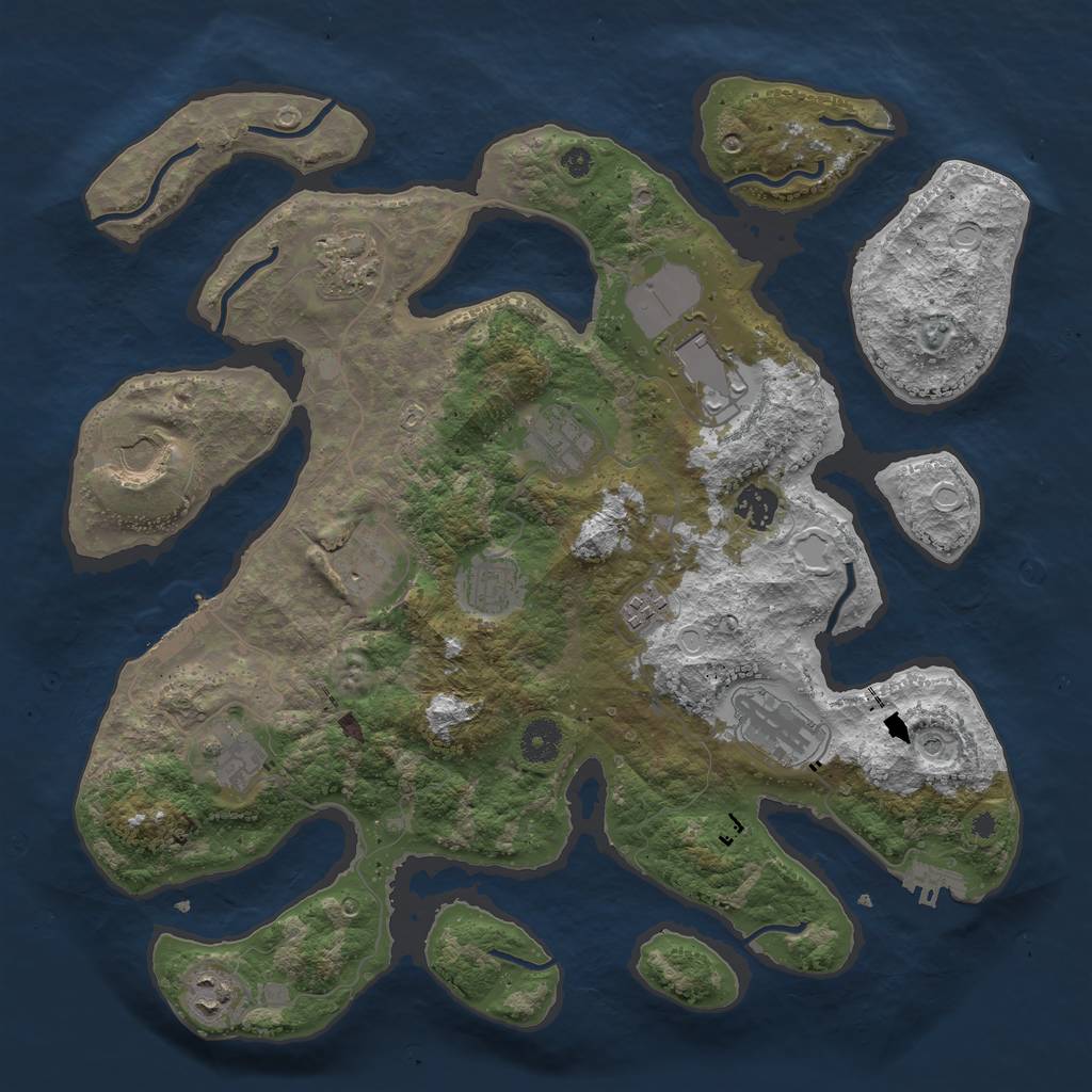 Rust Map: Procedural Map, Size: 3800, Seed: 1676837615, 19 Monuments