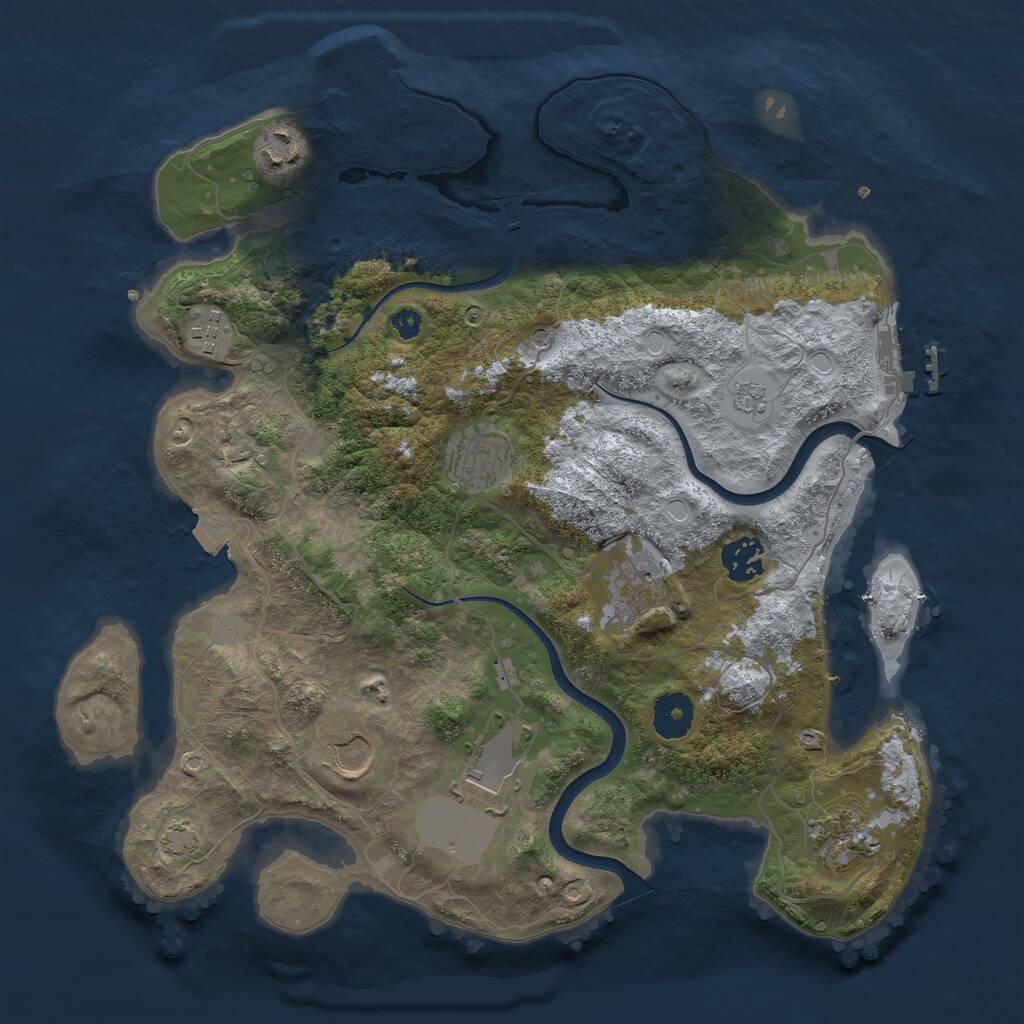 Rust Map: Procedural Map, Size: 3500, Seed: 870446082, 14 Monuments