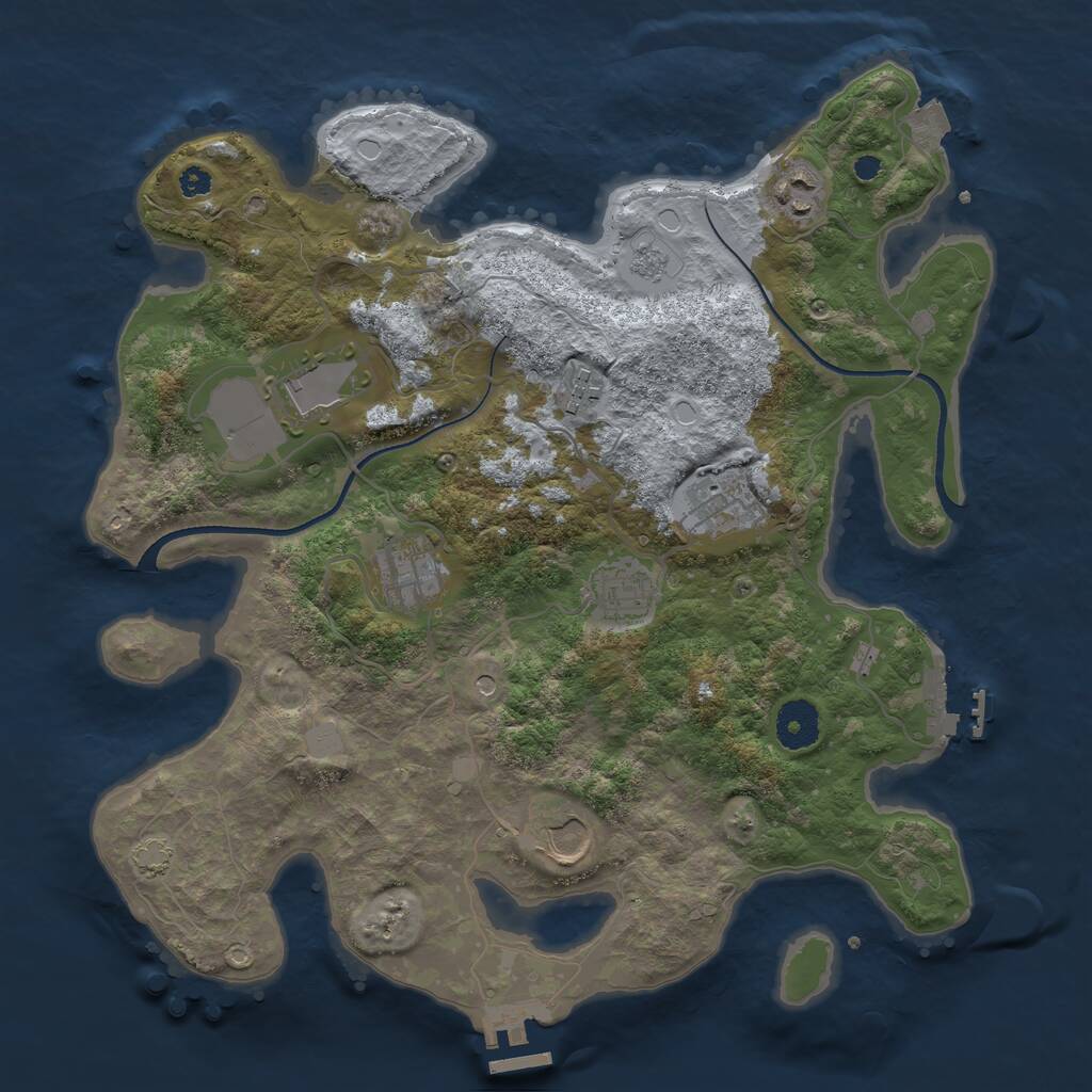 Rust Map: Procedural Map, Size: 3500, Seed: 2071538797, 13 Monuments