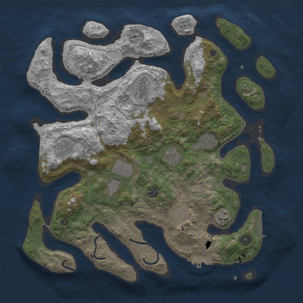 Rust Map: Procedural Map, Size: 4000, Seed: 173454, 17 Monuments