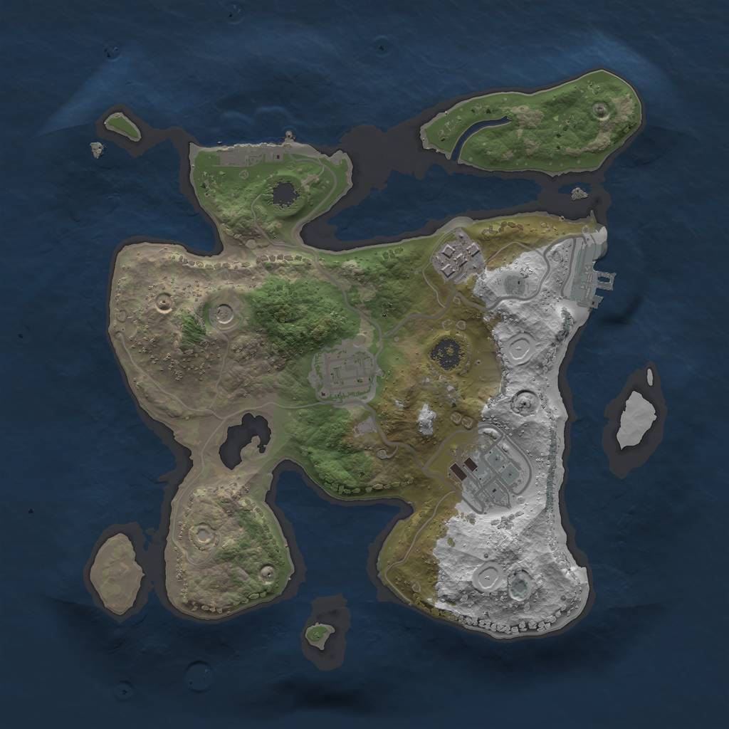 Rust Map: Procedural Map, Size: 2500, Seed: 1081844163, 11 Monuments