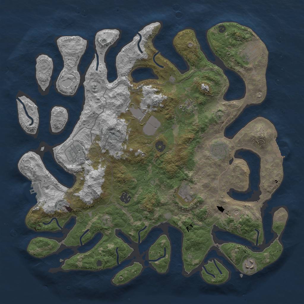 Rust Map: Procedural Map, Size: 4250, Seed: 221756178, 17 Monuments