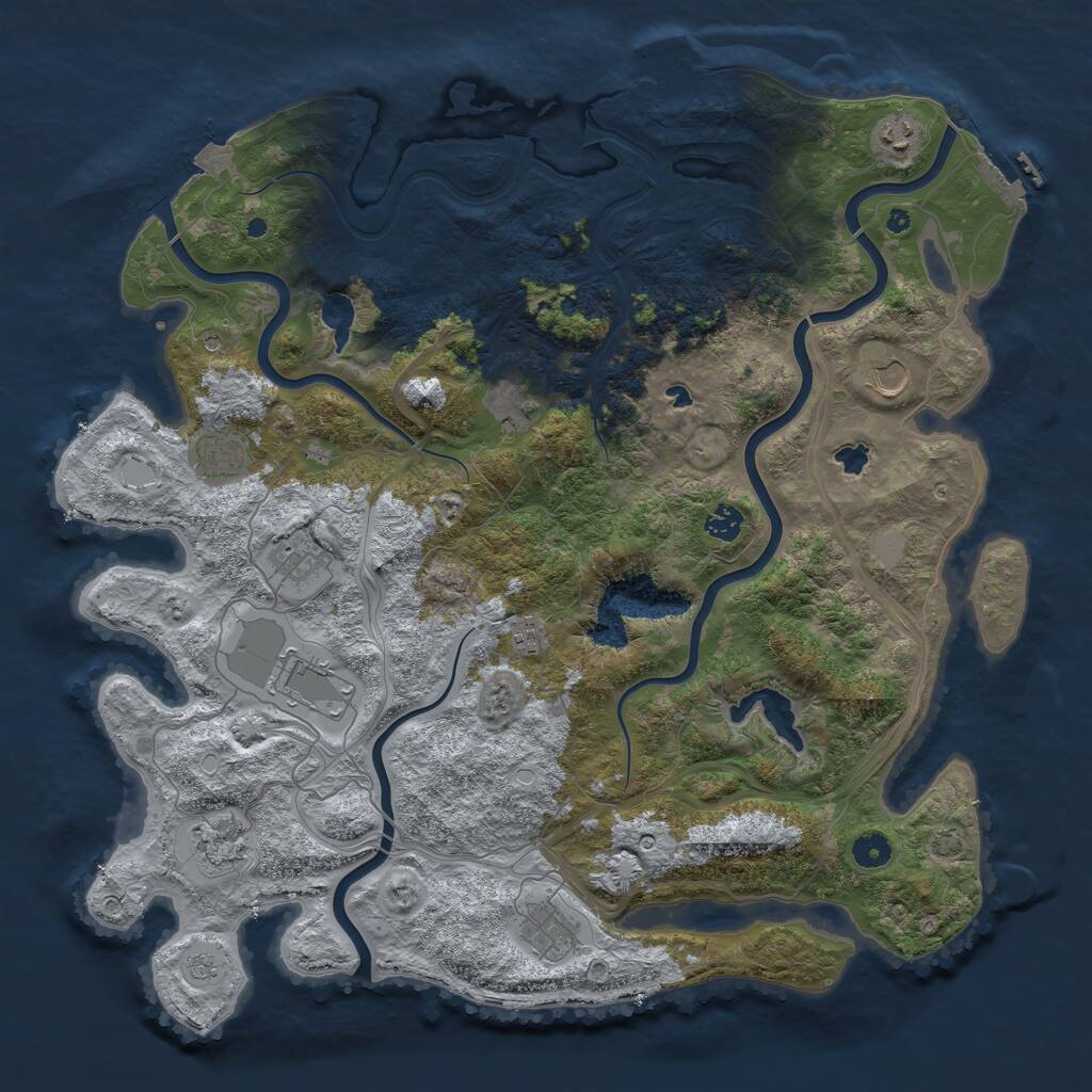 Rust Map: Procedural Map, Size: 4500, Seed: 1325960279, 16 Monuments