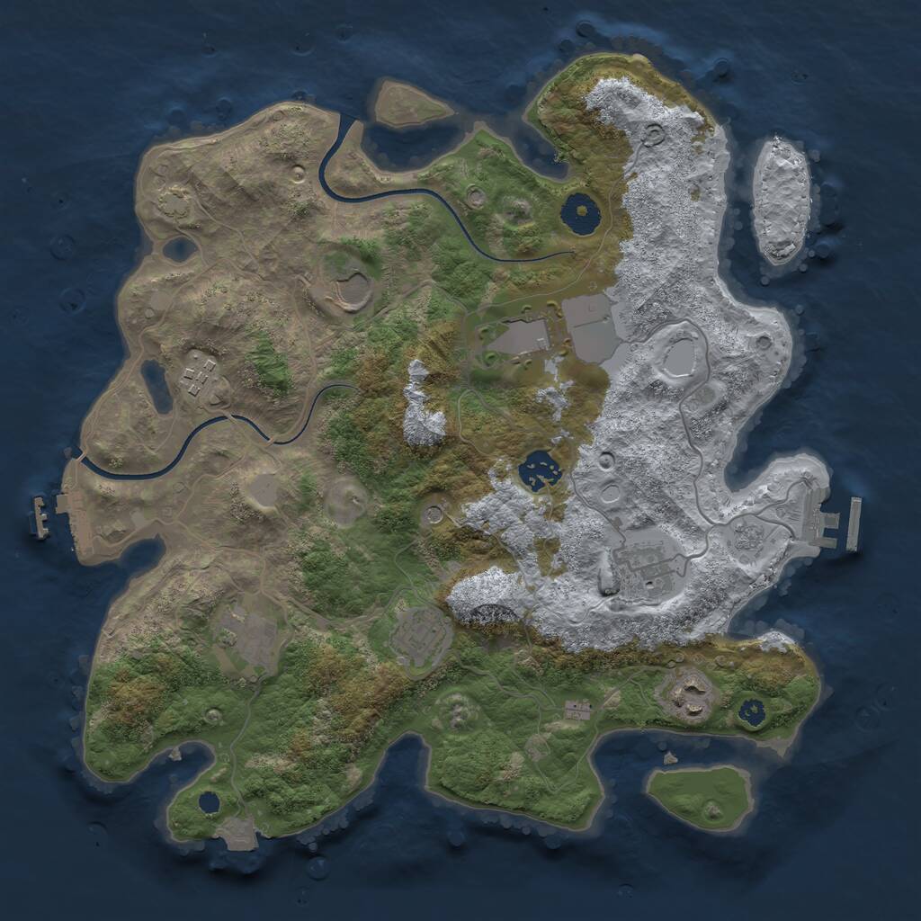 Rust Map: Procedural Map, Size: 3500, Seed: 1660306627, 14 Monuments