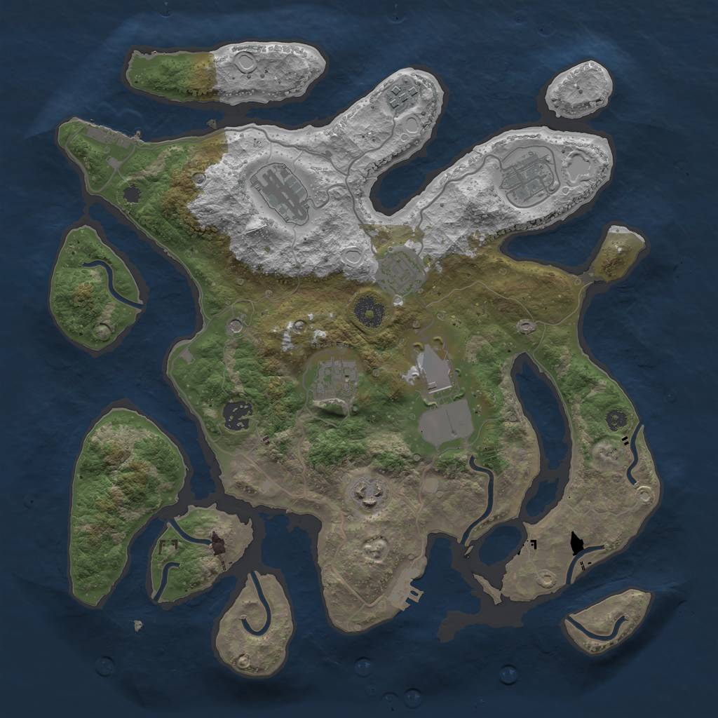 Rust Map: Procedural Map, Size: 3550, Seed: 1994623039, 16 Monuments