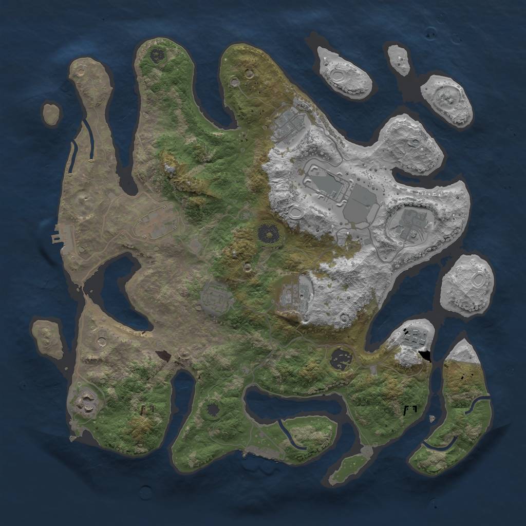 Rust Map: Procedural Map, Size: 3750, Seed: 155058526, 17 Monuments