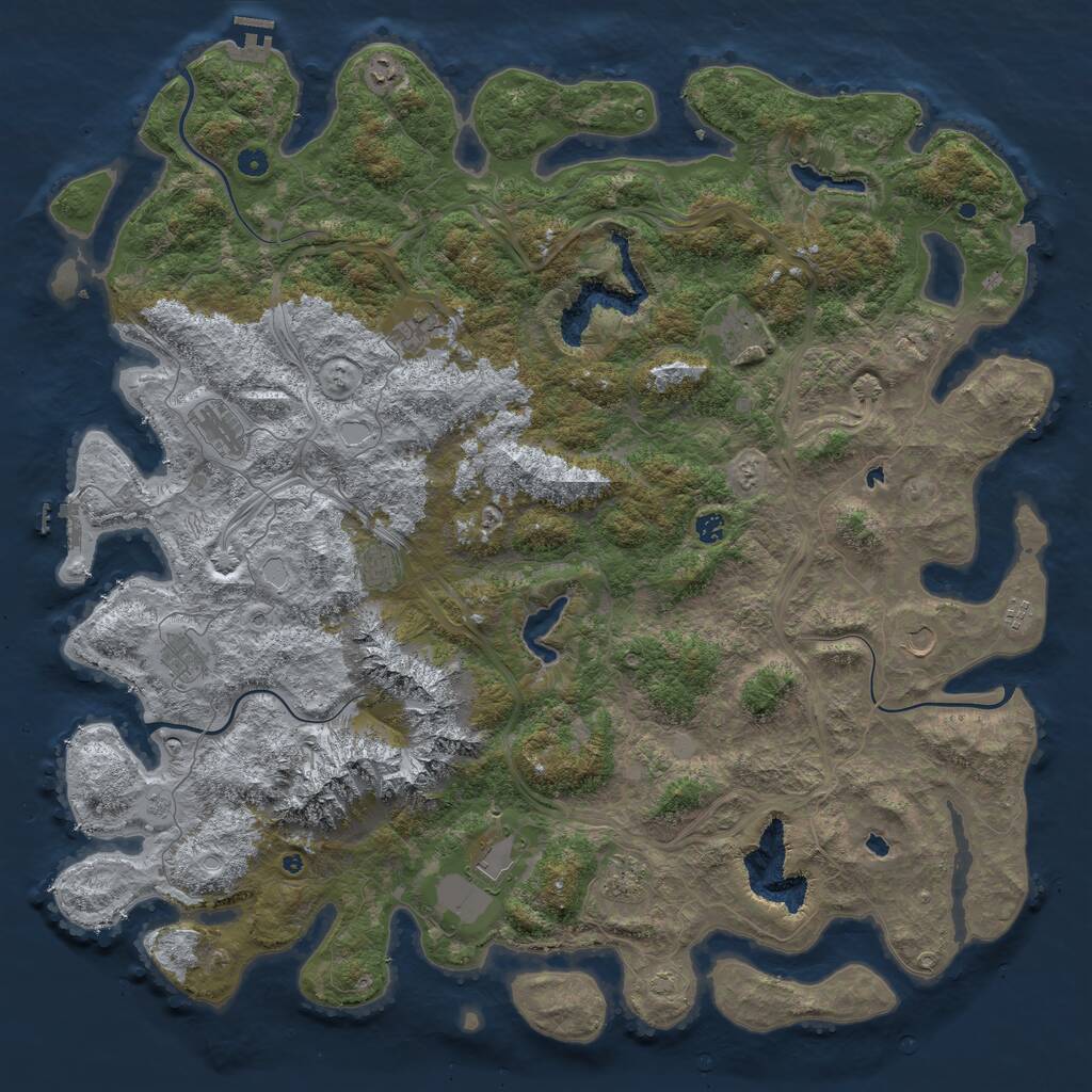 Rust Map: Procedural Map, Size: 5500, Seed: 876109659, 17 Monuments