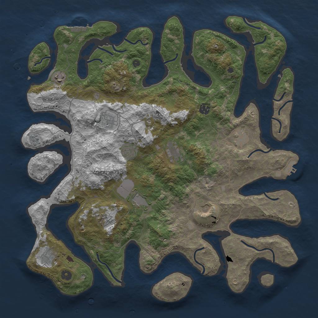 Rust Map: Procedural Map, Size: 4500, Seed: 1896786238, 19 Monuments