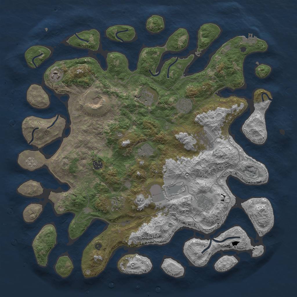 Rust Map: Procedural Map, Size: 4500, Seed: 1309070029, 18 Monuments