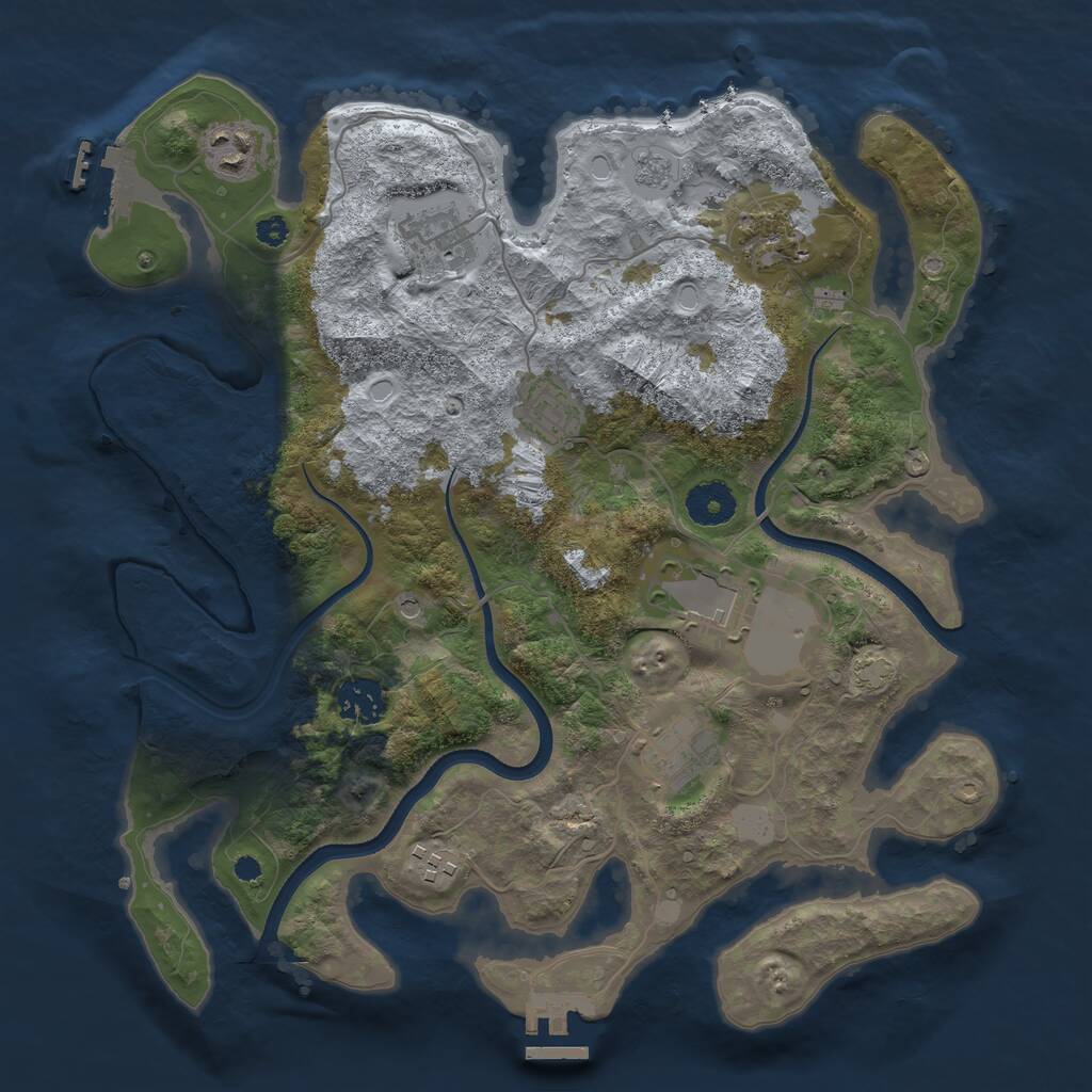 Rust Map: Procedural Map, Size: 3500, Seed: 472343, 14 Monuments