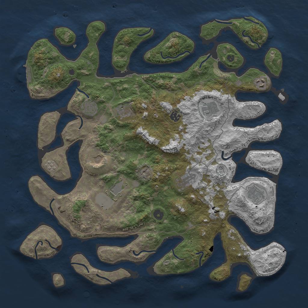 Rust Map: Procedural Map, Size: 4500, Seed: 7357, 17 Monuments