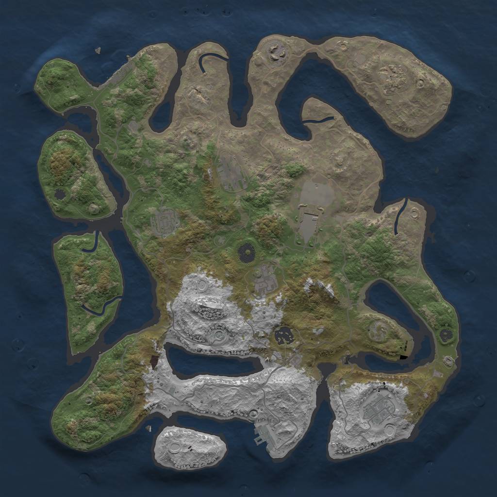 Rust Map: Procedural Map, Size: 4000, Seed: 776660215, 16 Monuments