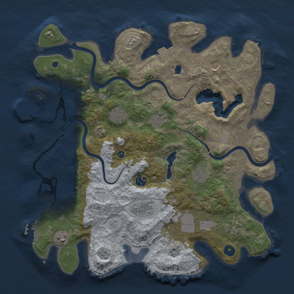 Rust Map: Procedural Map, Size: 4000, Seed: 274691547, 16 Monuments