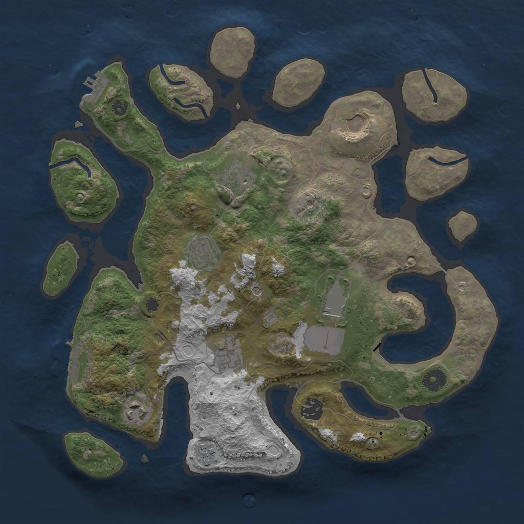 Rust Map: Procedural Map, Size: 3500, Seed: 5261, 16 Monuments