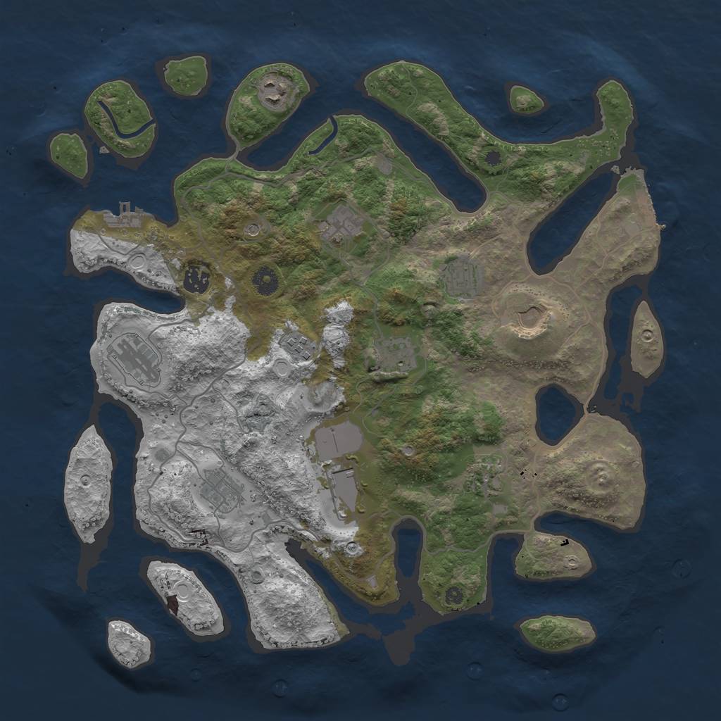 Rust Map: Procedural Map, Size: 4000, Seed: 176163876, 19 Monuments