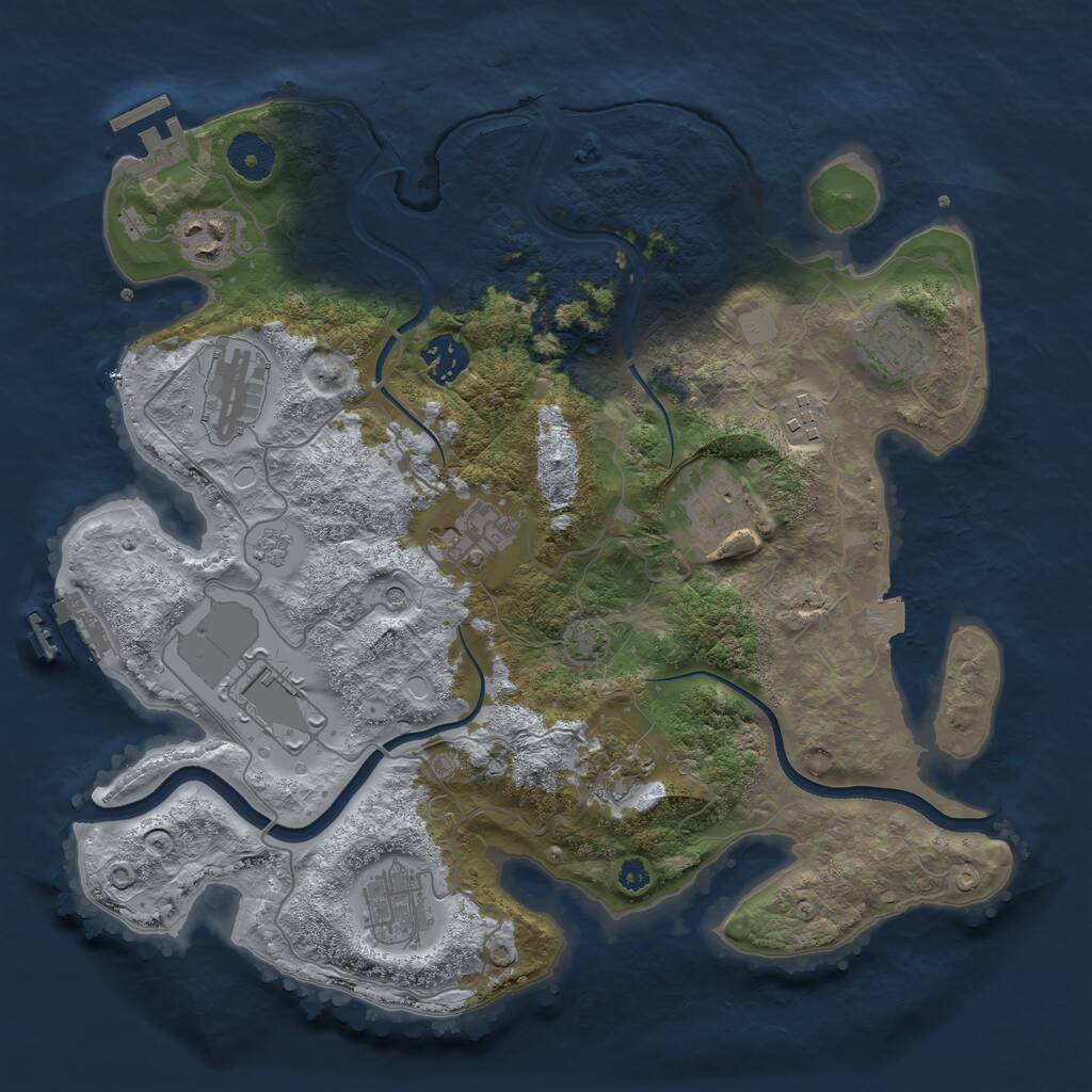 Rust Map: Procedural Map, Size: 3500, Seed: 461700096, 16 Monuments