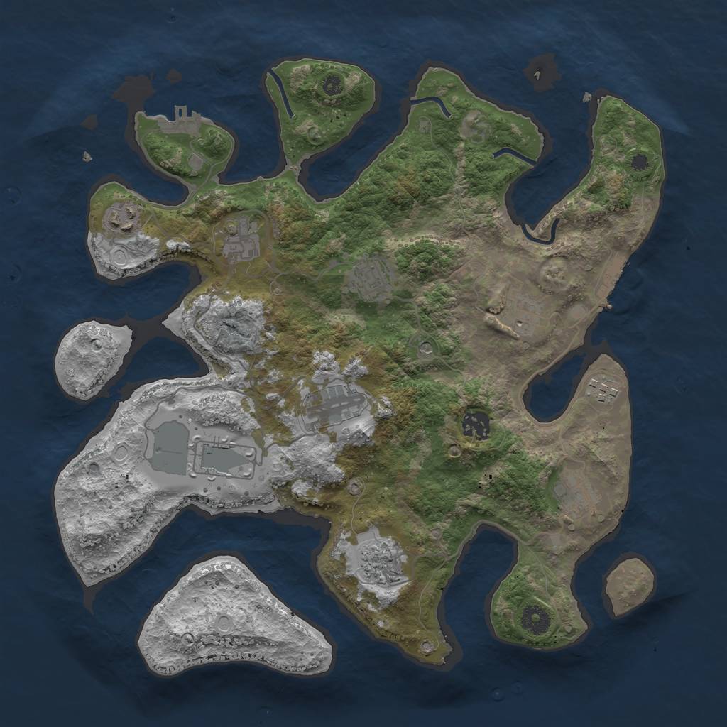 Rust Map: Procedural Map, Size: 3700, Seed: 1701423008, 18 Monuments