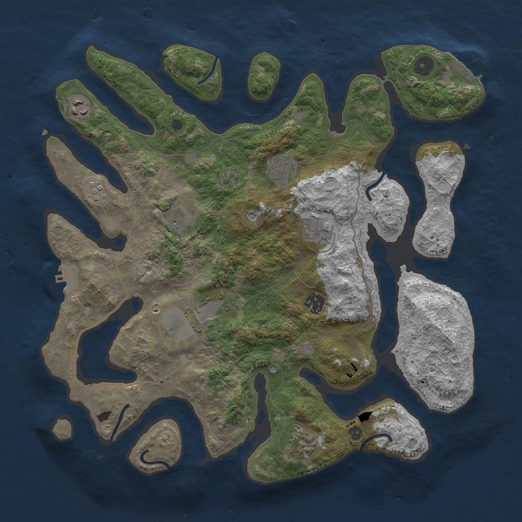 Rust Map: Procedural Map, Size: 4000, Seed: 11223, 16 Monuments
