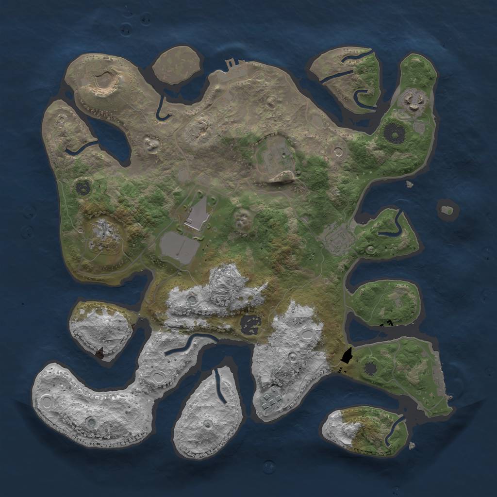 Rust Map: Procedural Map, Size: 3500, Seed: 33456, 16 Monuments