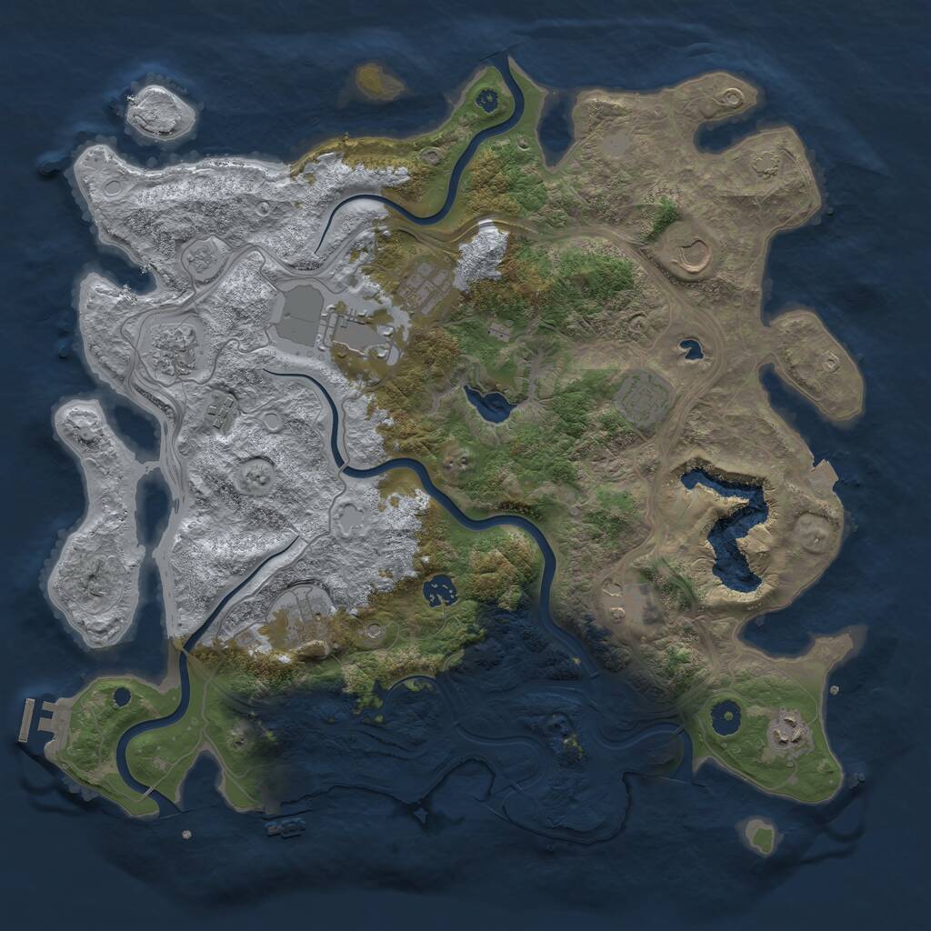 Rust Map: Procedural Map, Size: 4250, Seed: 1888186697, 16 Monuments