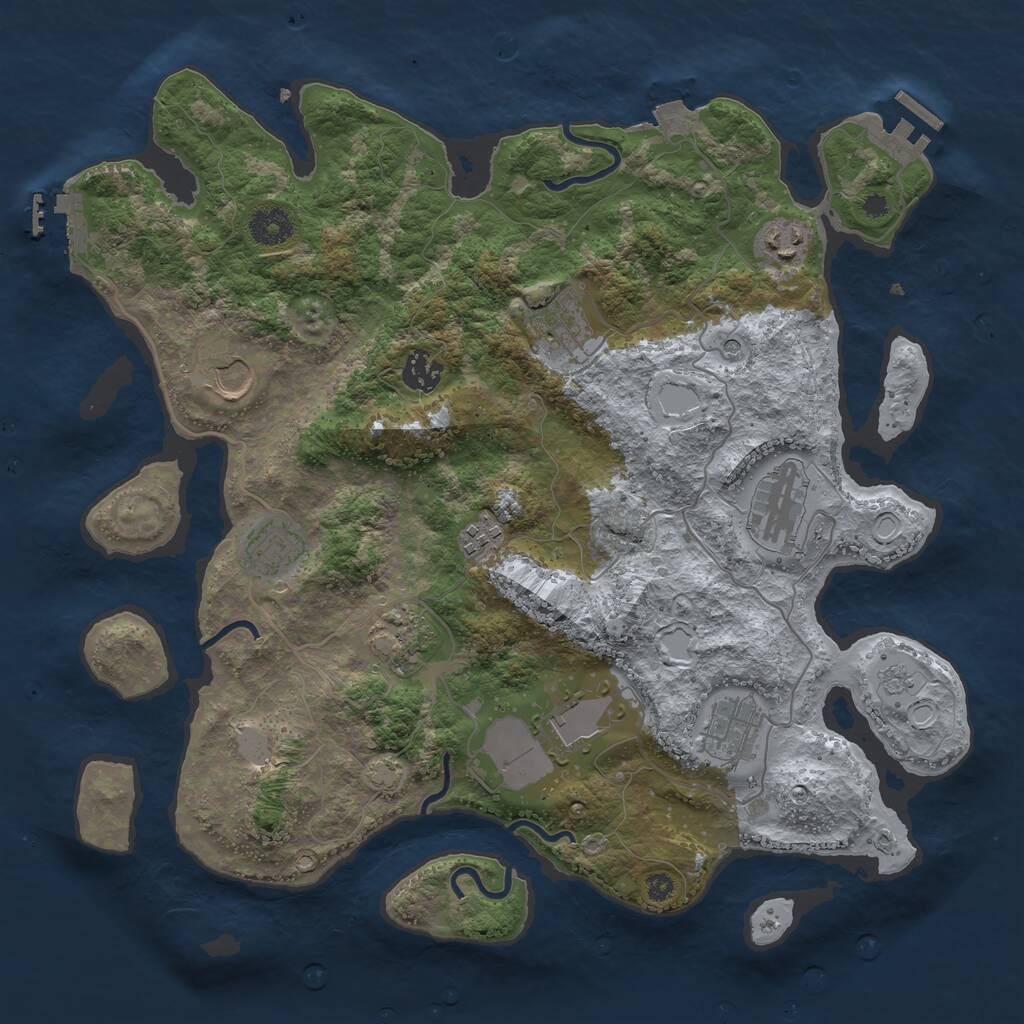 Rust Map: Procedural Map, Size: 3750, Seed: 161516750, 16 Monuments