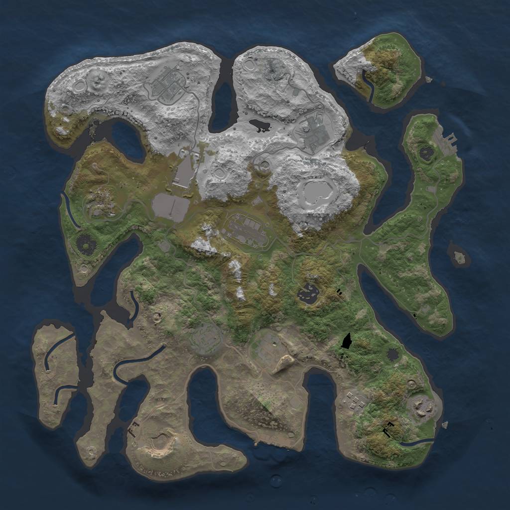 Rust Map: Procedural Map, Size: 3700, Seed: 1128784503, 19 Monuments