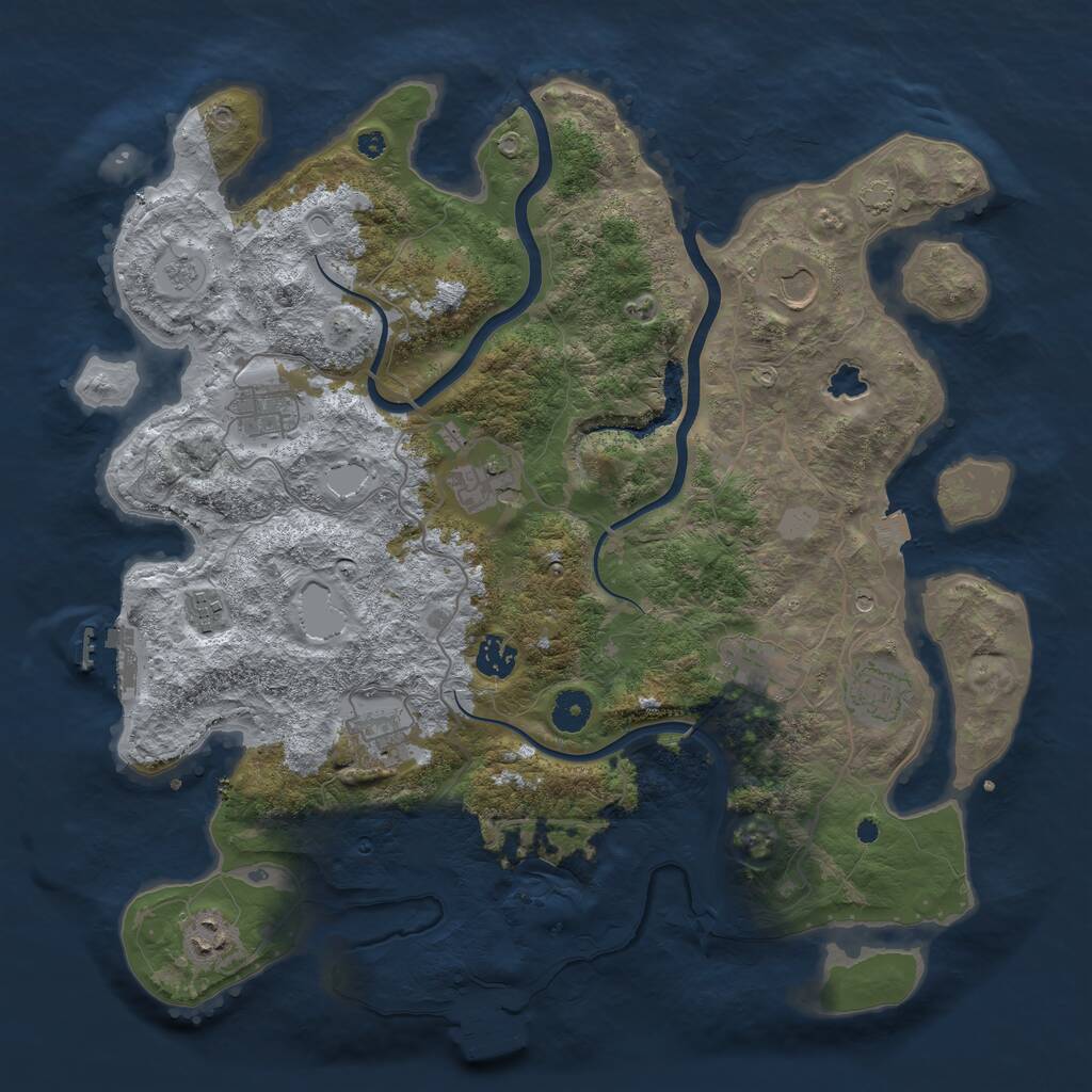 Rust Map: Procedural Map, Size: 4000, Seed: 58585, 15 Monuments