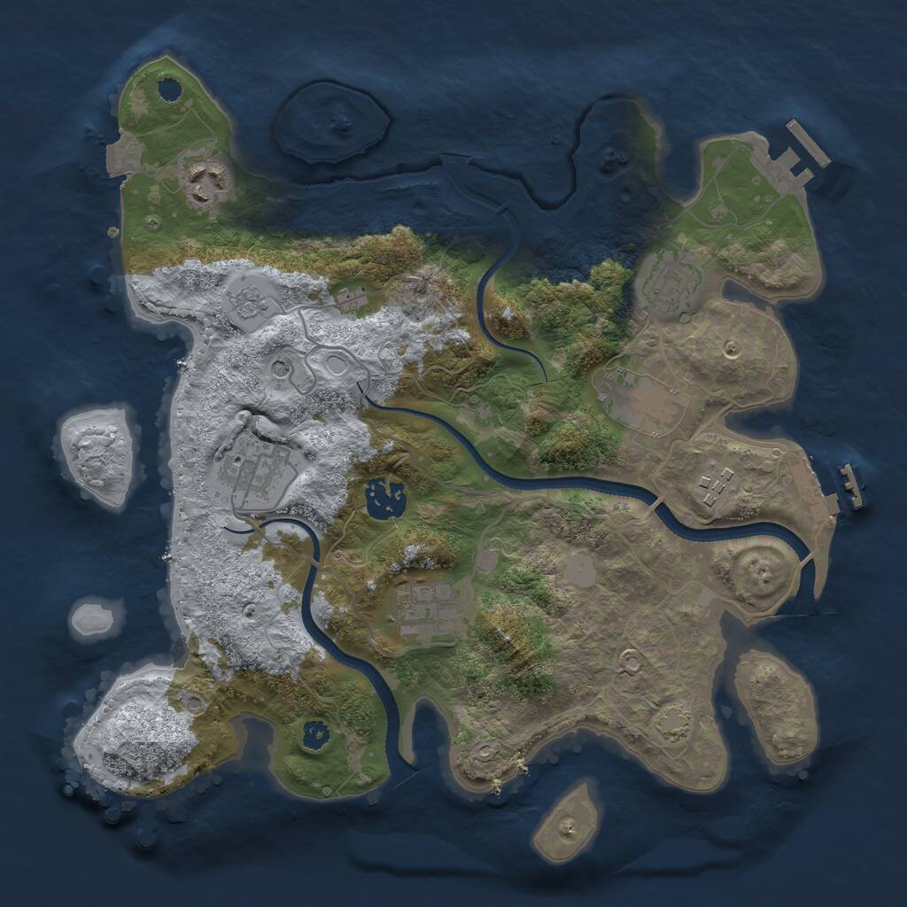 Rust Map: Procedural Map, Size: 3200, Seed: 1417040687, 13 Monuments