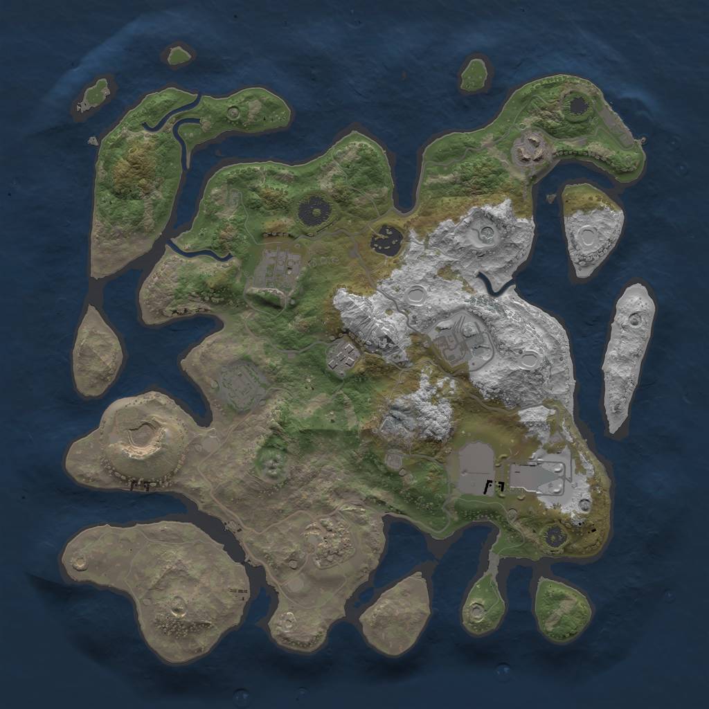 Rust Map: Procedural Map, Size: 3500, Seed: 2587, 16 Monuments