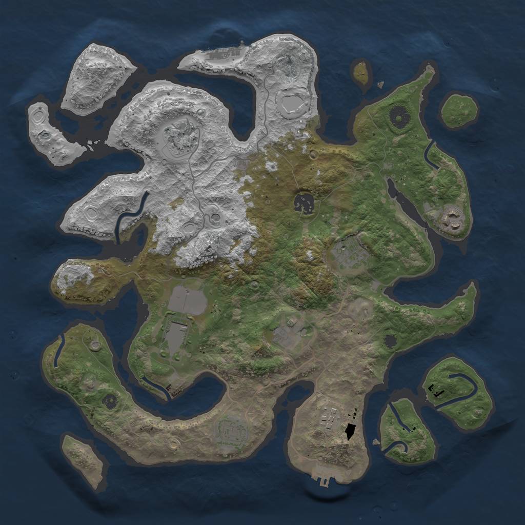 Rust Map: Procedural Map, Size: 3700, Seed: 7777, 16 Monuments