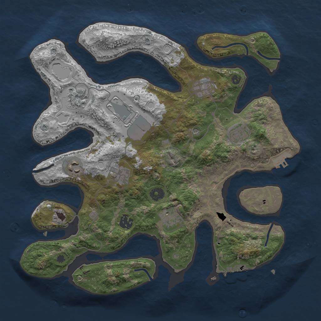 Rust Map: Procedural Map, Size: 3500, Seed: 243253086, 17 Monuments