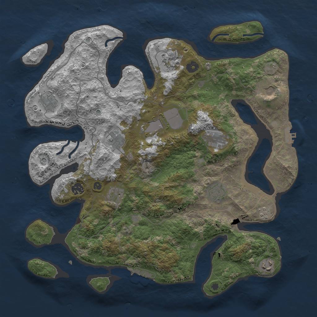 Rust Map: Procedural Map, Size: 4000, Seed: 1046932118, 19 Monuments