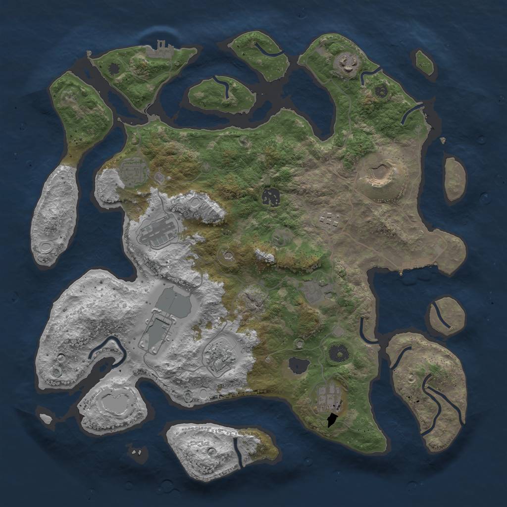 Rust Map: Procedural Map, Size: 3987, Seed: 628198722, 18 Monuments
