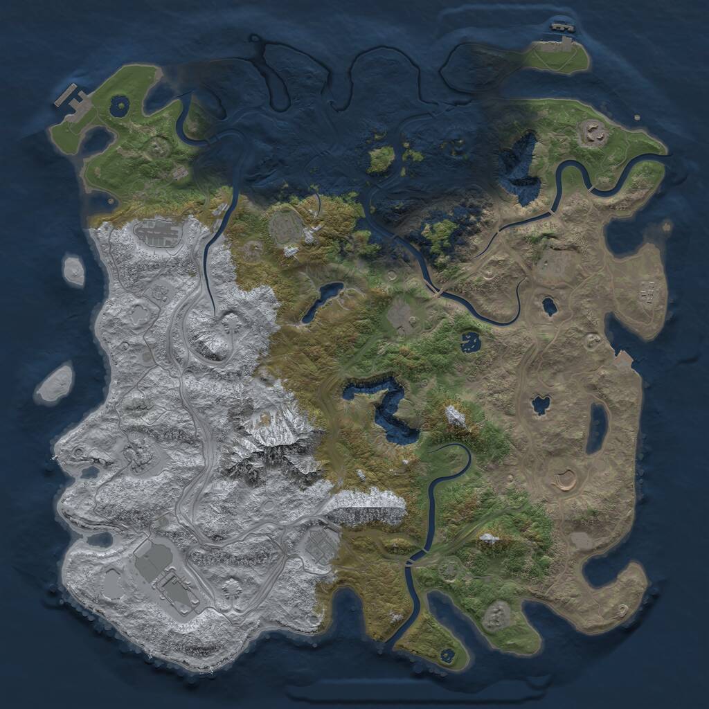 Rust Map: Procedural Map, Size: 5000, Seed: 25555, 17 Monuments