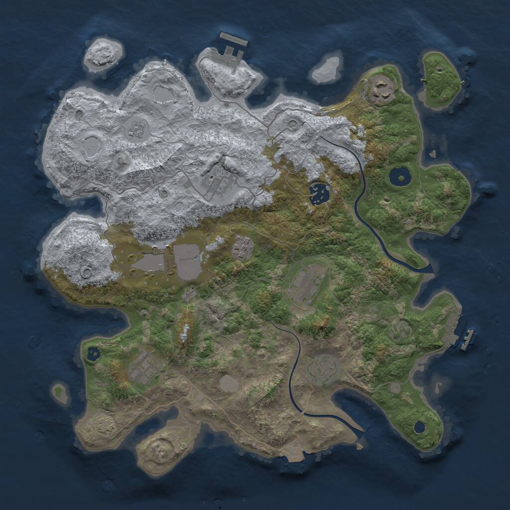 Rust Map: Procedural Map, Size: 3629, Seed: 3719, 14 Monuments