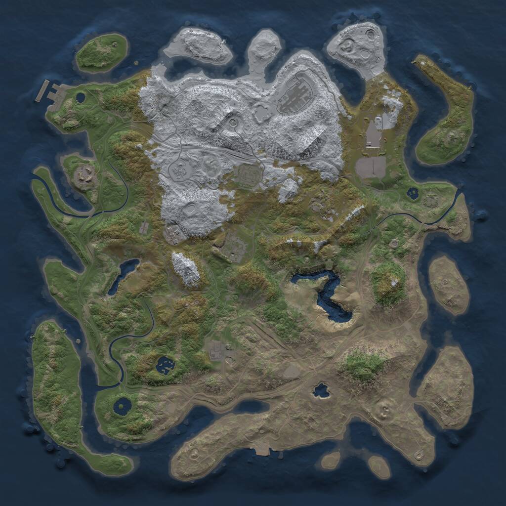 Rust Map: Procedural Map, Size: 4300, Seed: 1876492681, 14 Monuments