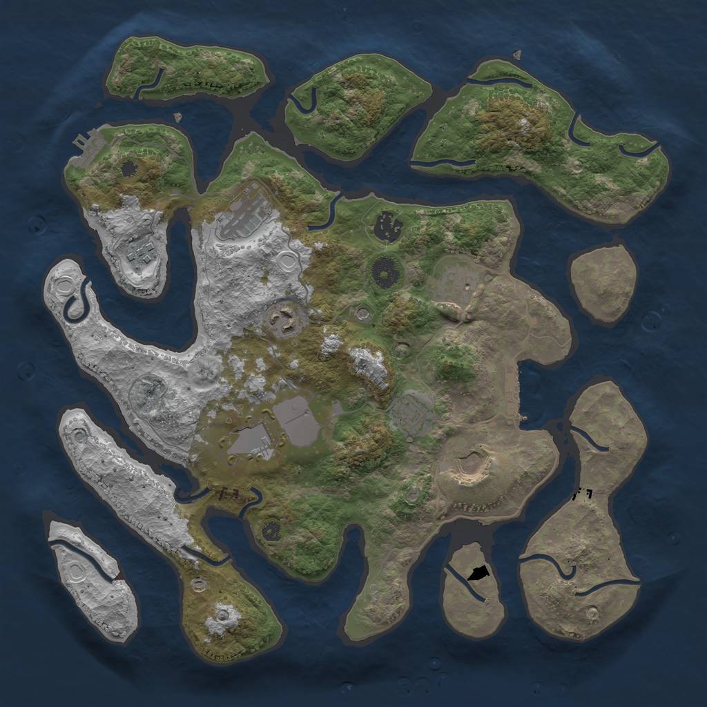 Rust Map: Procedural Map, Size: 3700, Seed: 1440514193, 16 Monuments